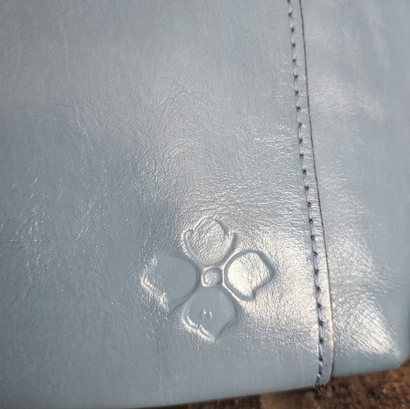 Patricia Nash Tooled Leather Crossbody – Dusty Blue Floral w/ Metallic - Picture 5 of 16